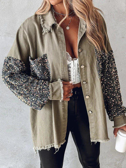 Glamour denim jacket with sequin effect