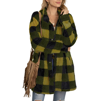 Stylish Women's Plaid Long Jacket