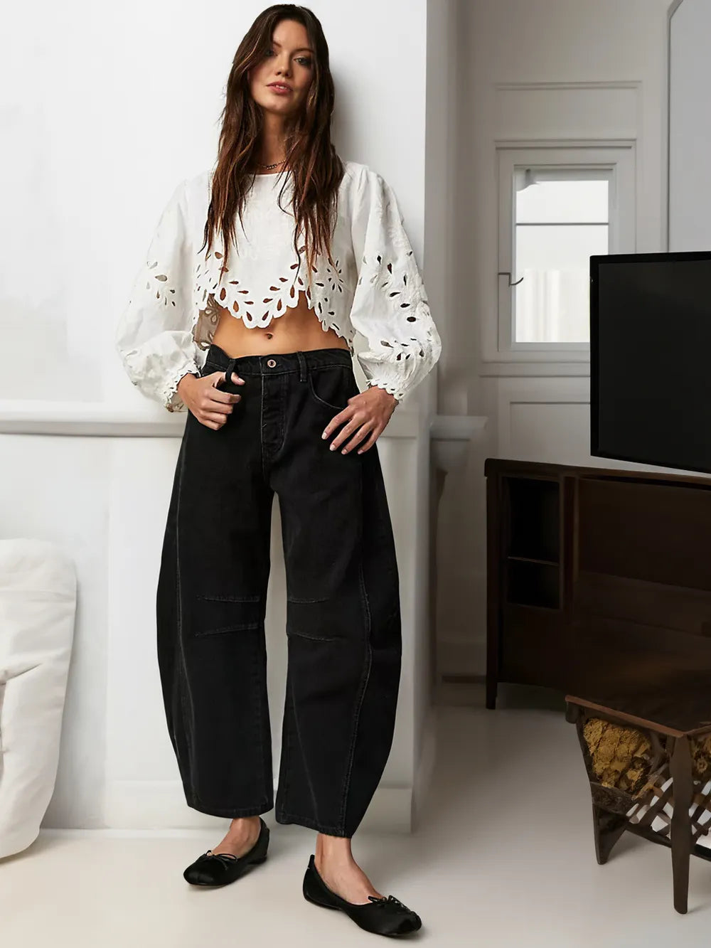 Women's Jeans Wide Comfortable Seam Details