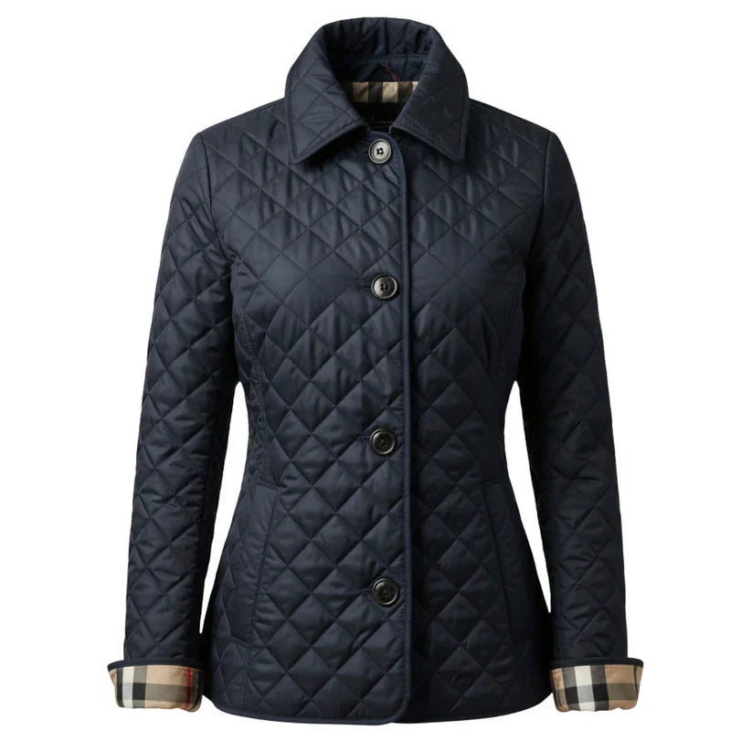 Damen Steppjacke Diamant Muster Elegante Knöpfe