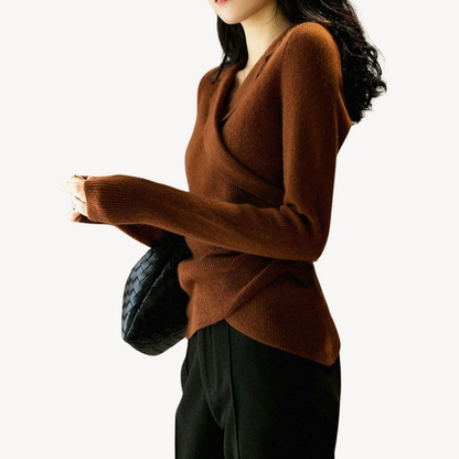 Women's Sweater Knit Wrap V-Neck Modern