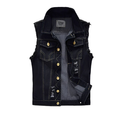 Men's Retro Style Denim Vest with Pockets