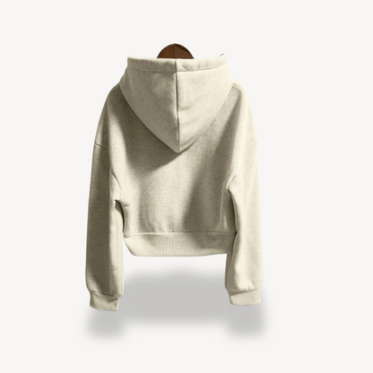Modische Damenhoodie Kurz Zip - IdealeKleiden