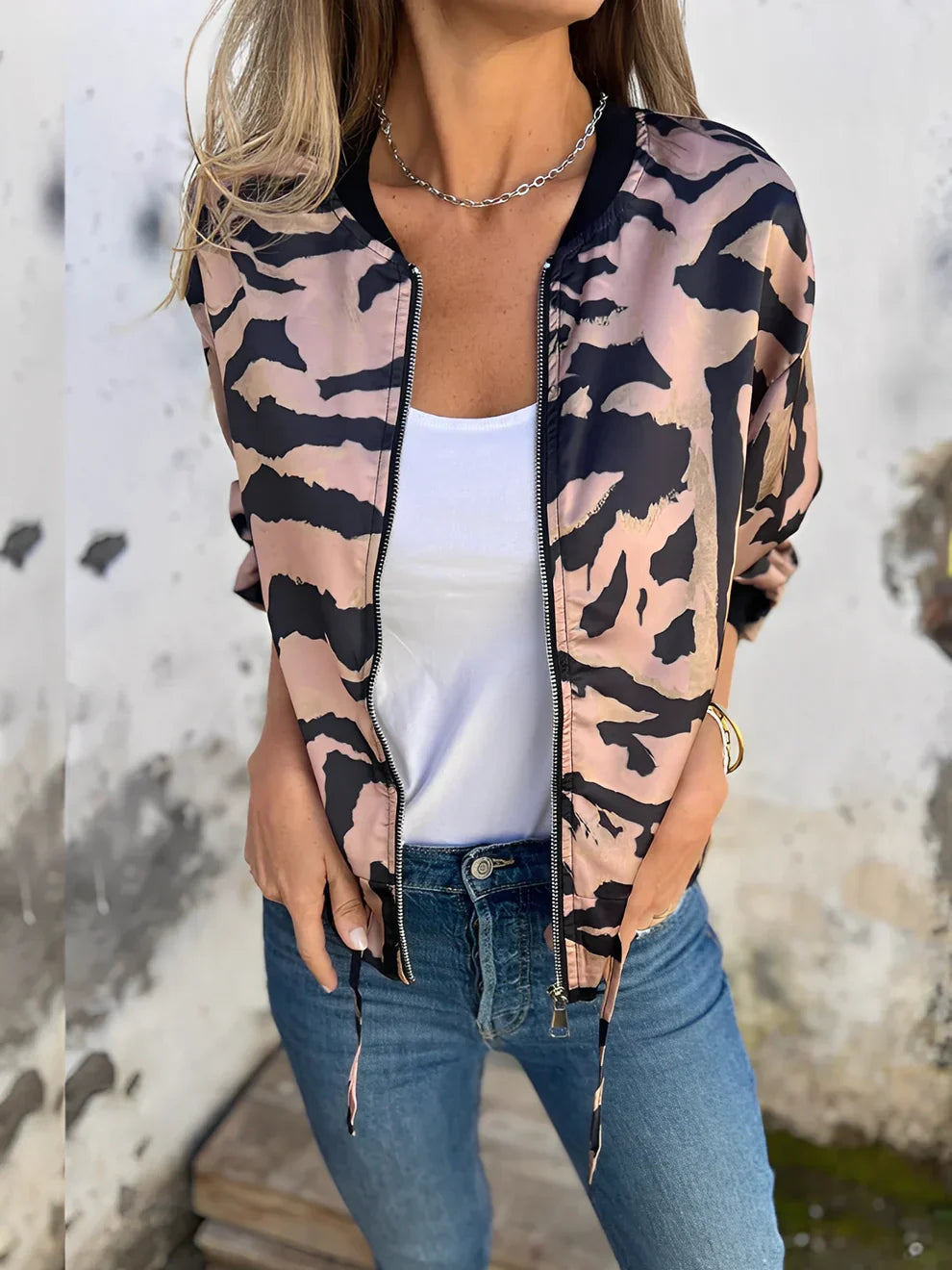 Stylish Women's Leather Jacket Zipper