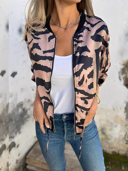 Stylish Women's Leather Jacket Zipper