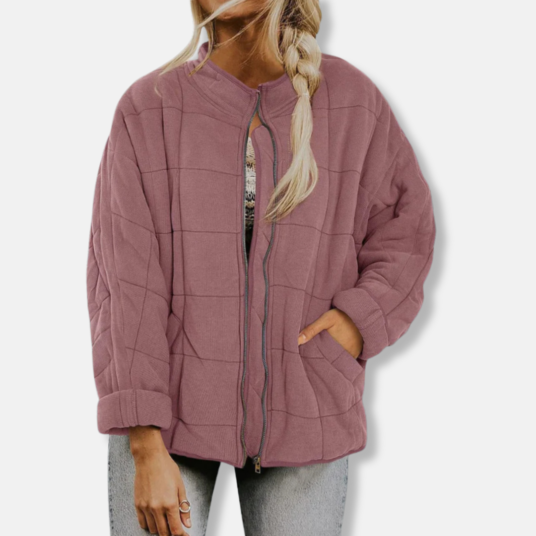 Große Steppjacke Oversized mit Stehkragen - IdealeKleiden