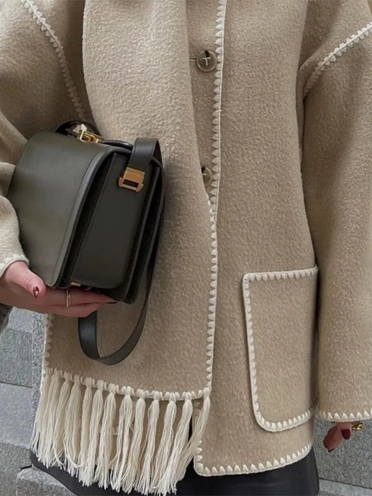 Damen Wollmantel Lang Herbstmode - IdealeKleiden