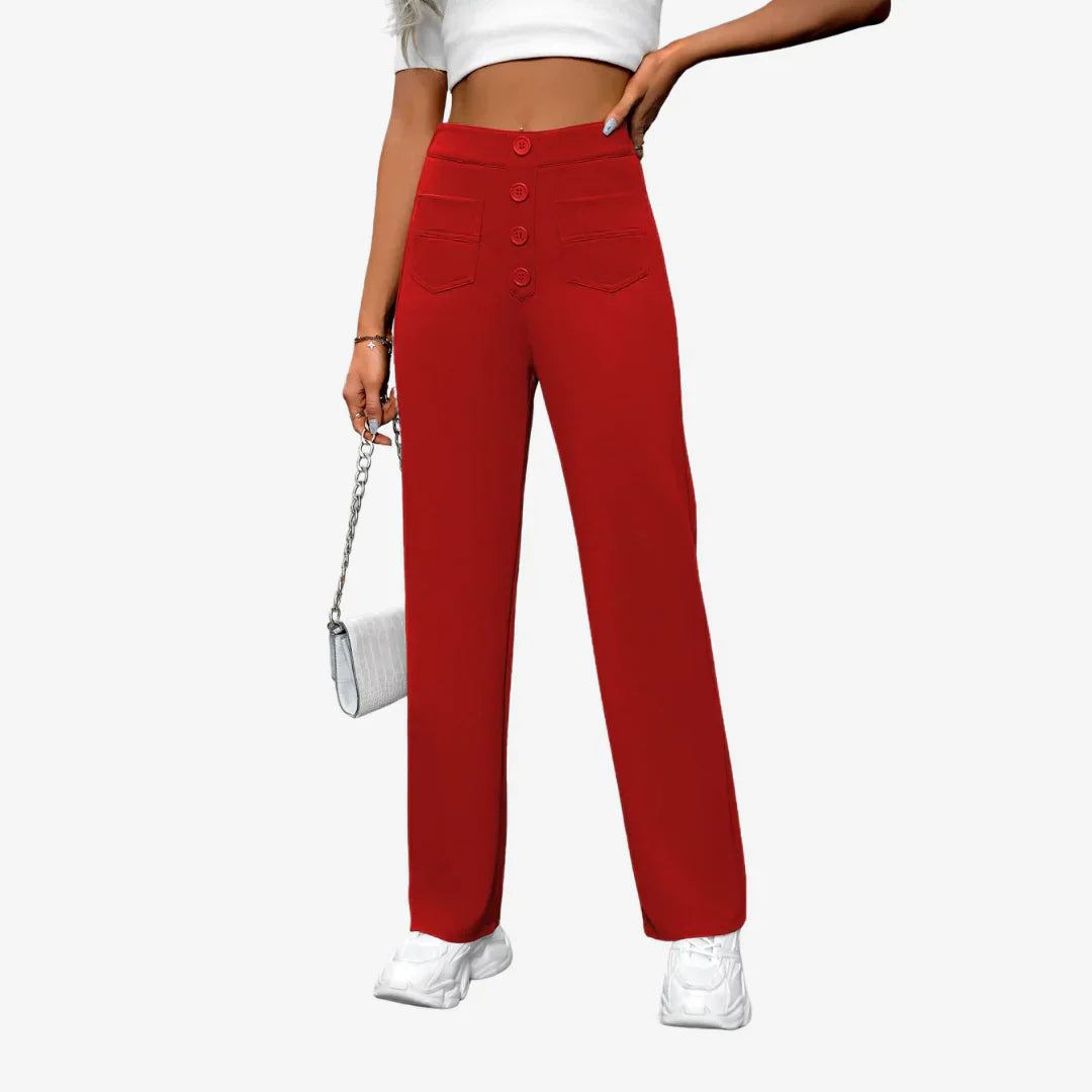 Women's High-Waisted Straight-Leg Trousers