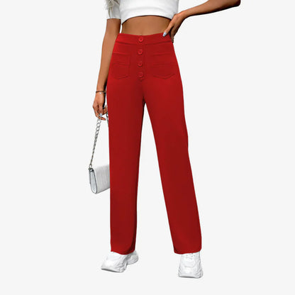 Women's High-Waisted Straight-Leg Trousers