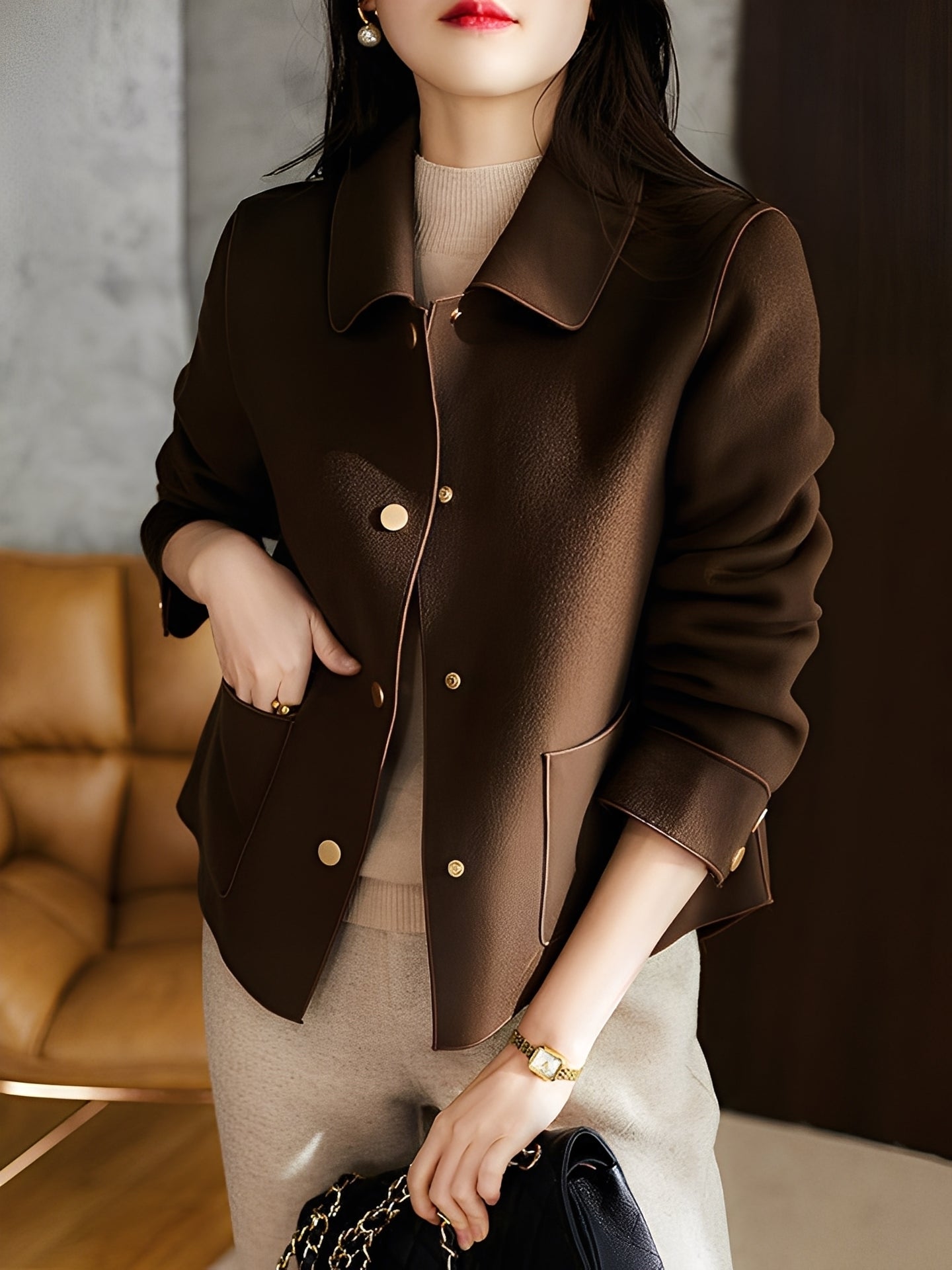 Elegant Women's Winter Jacket With Buttons