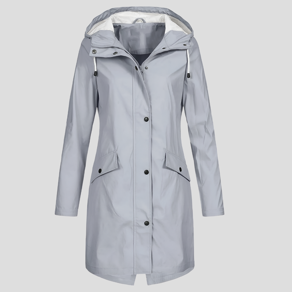 Long Raincoat Women Hood Pockets