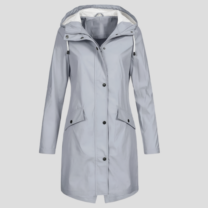 Long Raincoat Women Hood Pockets