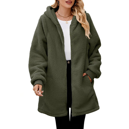 Weiche Damen-Fleecejacke Mit Kapuze