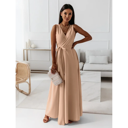 Women's Sleeveless Wrap-Style Summer Maxi Dress