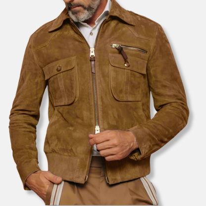 Tailored Leather Jacket Elegant Collar Design