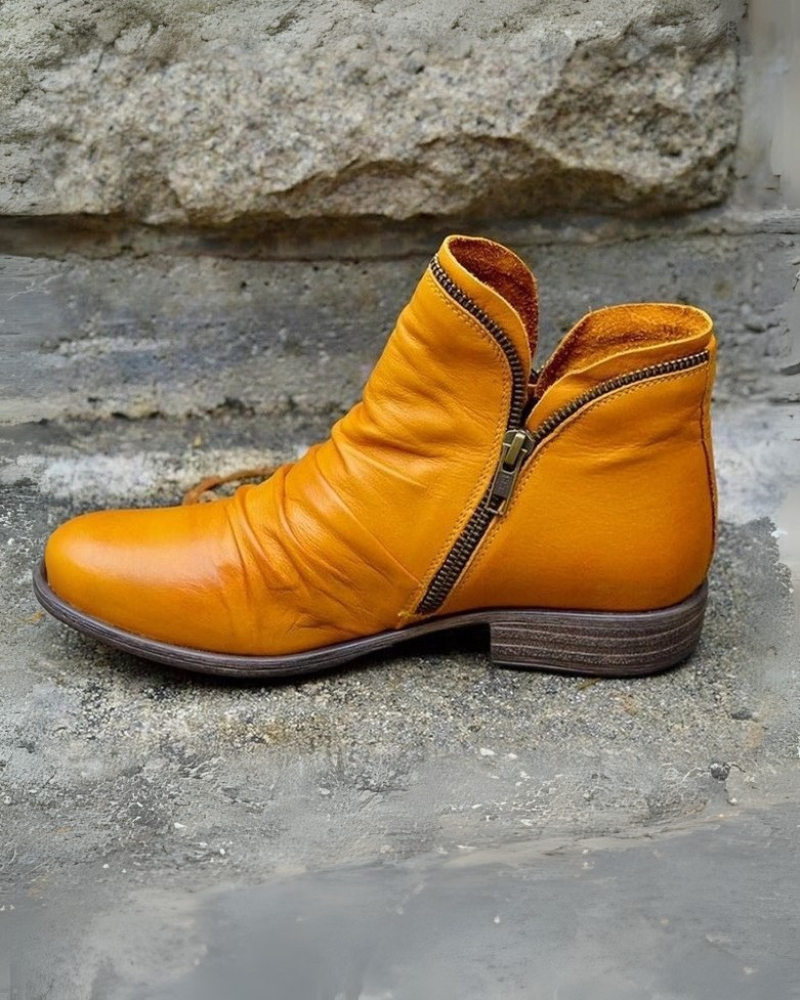 Stylish Leather Boots with Zipper