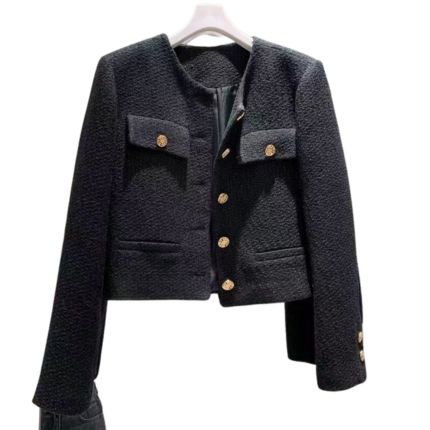 Women's Chic Tweed Round Neck Jacket