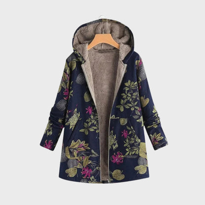 Stylish Fleece Jacket Floral Pattern Women