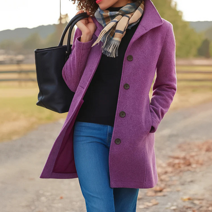Elegant Women's Mid-Length Jacket Buttons