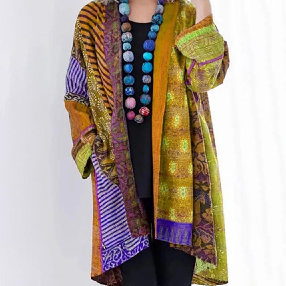 Boho Kimono Jacket Lightweight Patchwork Design