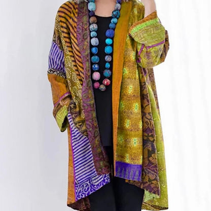 Boho Kimono Jacket Lightweight Patchwork Design