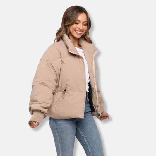 Kurze Winterjacke Wärme Isolierung Stehkragen - IdealeKleiden