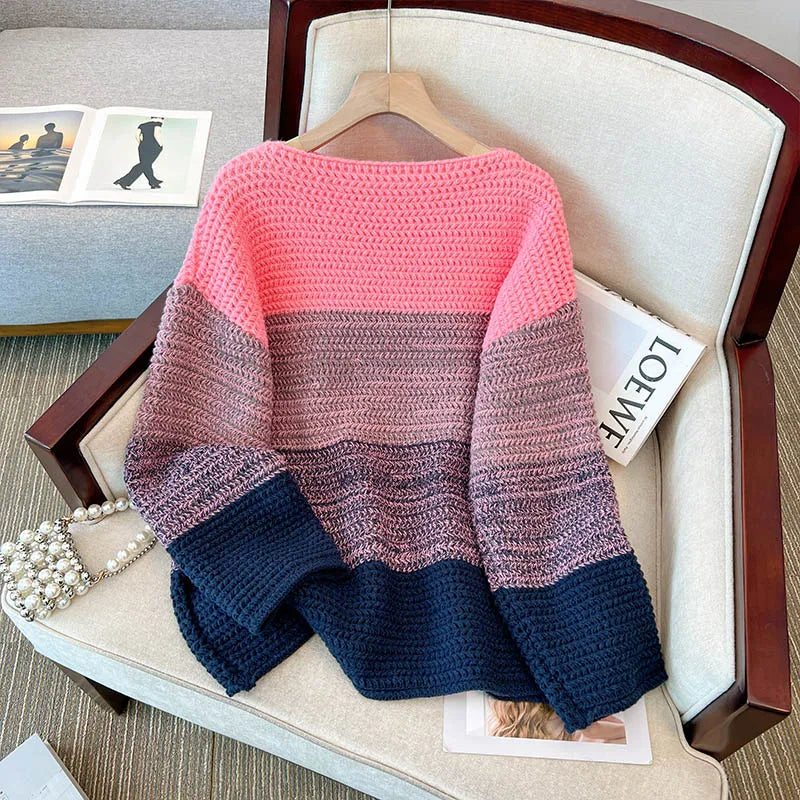Women's Oversized Patchwork Style Sweater