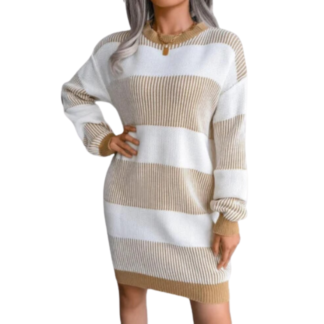 Modisches Streifenkleid Damen Strick Design
