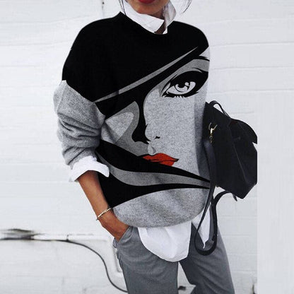 Comfortable Graphic Print Crew-Neck Sweatshirt