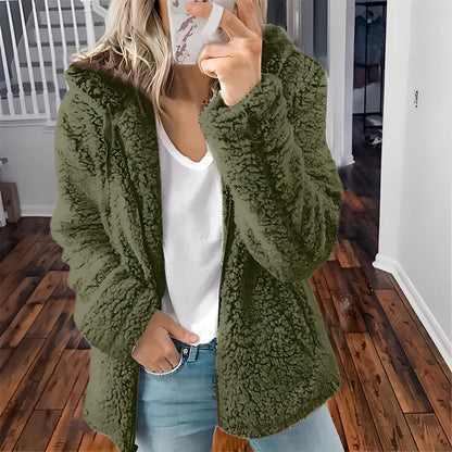 Thick Wool Jacket Women Hooded Warm