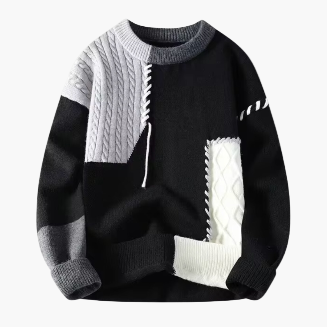 Men's Knitted Pullover Patchwork Modern Trendy Autumn Winter
