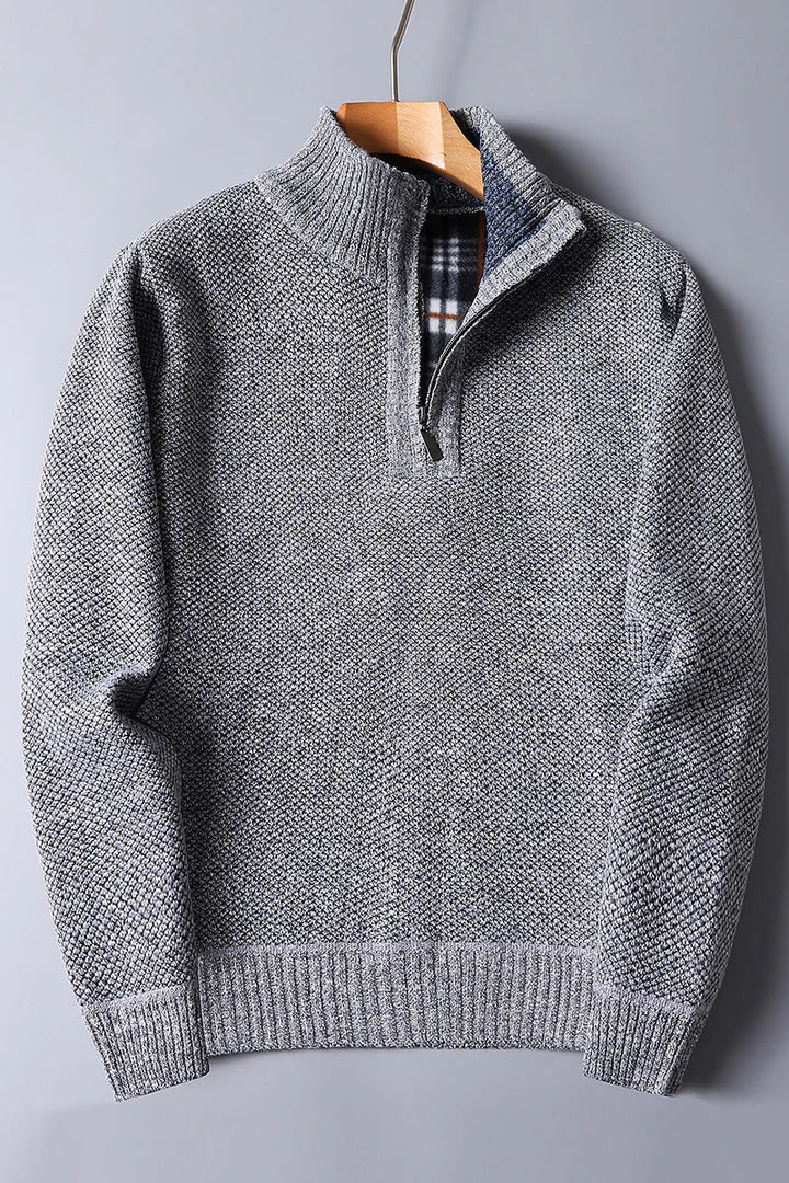 Men's Comfortable Knitted Sweater with Zipper
