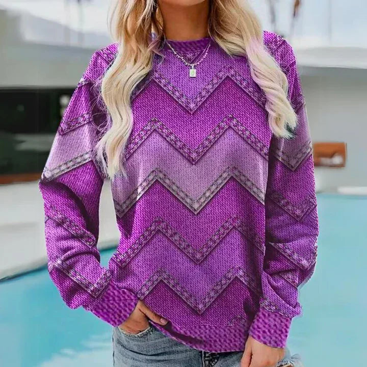 Colorful Knitted Sweater Olive Green Retro