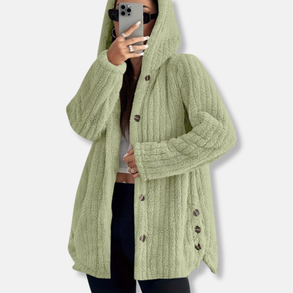 Oversized Soft Mid-Length Coat with Hood