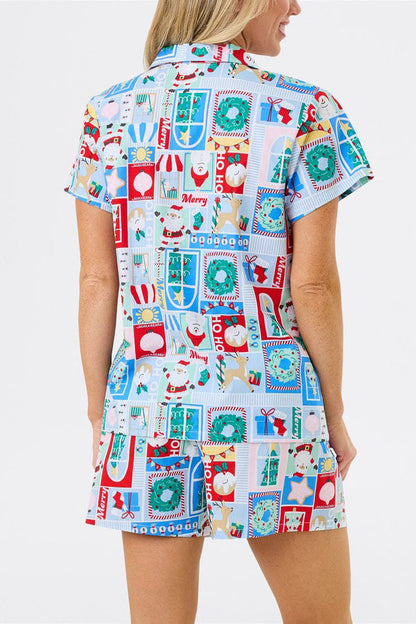 Women's Christmas T-Shirt Short Sleeve Cute Motif Set
