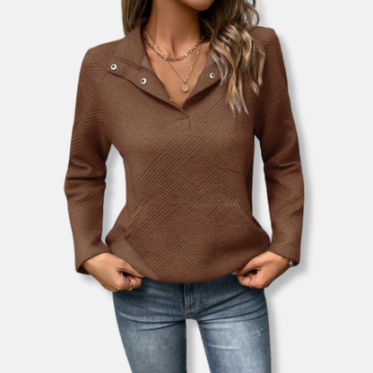 Cozy Sweatshirt with Collar Cotton Jumper
