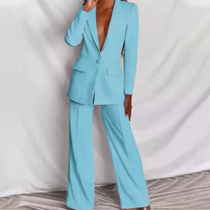 Elegant Women's Blazer Set Long Sleeve