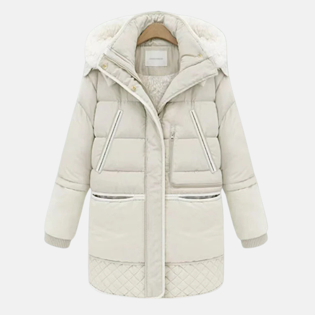 Lined winter coat oversized hood pockets