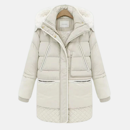 Lined winter coat oversized hood pockets
