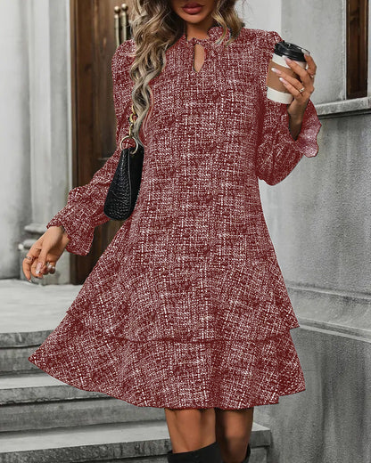 Summer Dress with Flared Sleeves Stripe Pattern