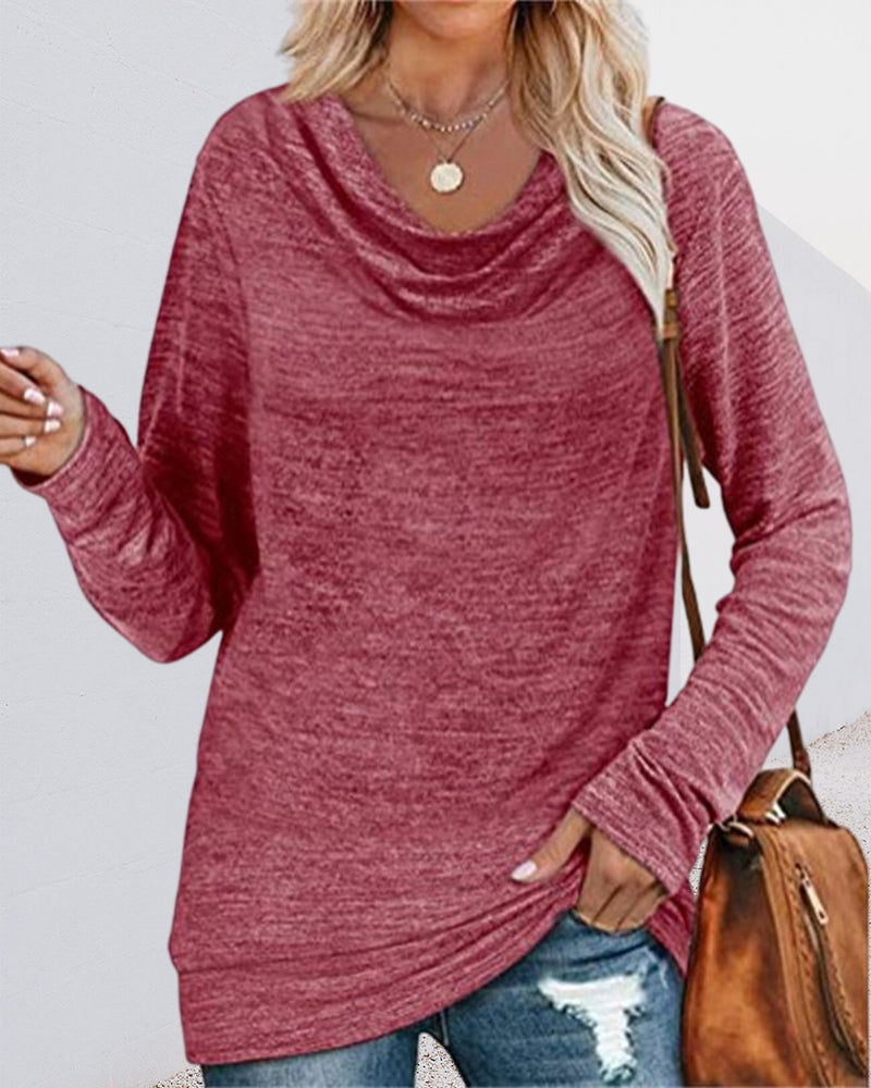 Elegant Women's Top Long Sleeve Round Neck