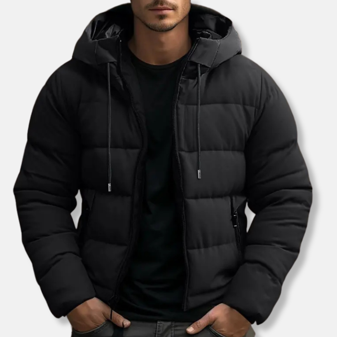 Hooded Puffer Jacket Warm Insulated Zipper