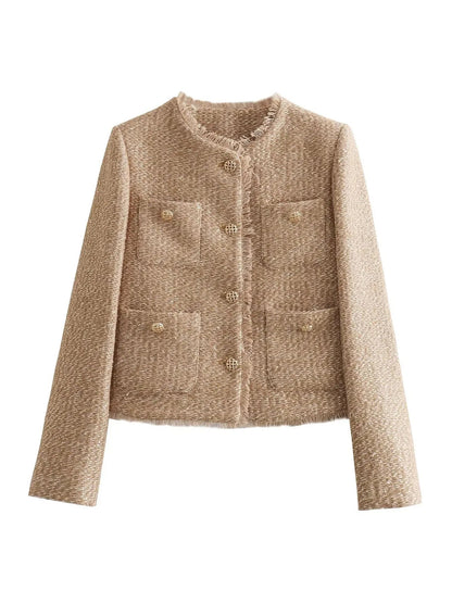 Elegant Women's Short Tweed Jacket