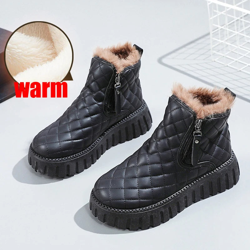 Women's Ankle Boots With Zipper Thick Soles
