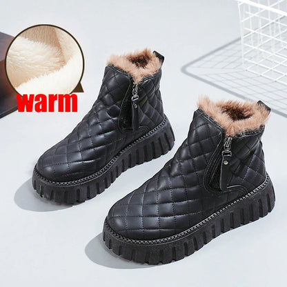 Women's Ankle Boots With Zipper Thick Soles