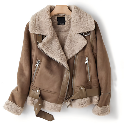 Fashionable women's suede leather jacket