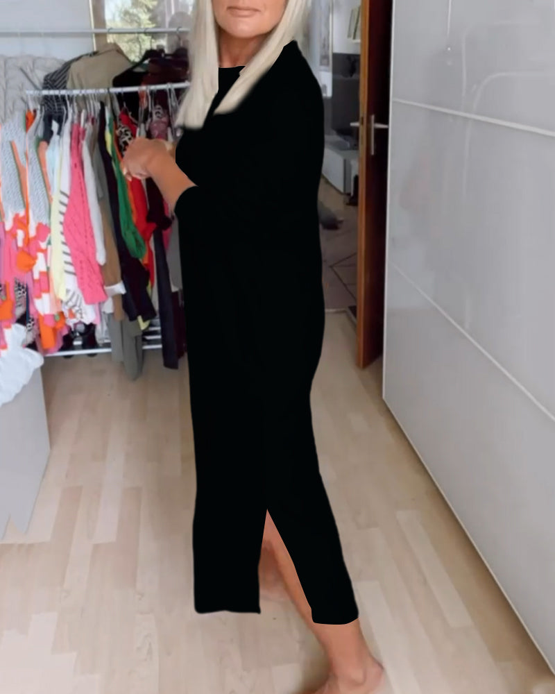 Fashionable Round-Neck Dress Casual Chic