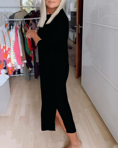 Fashionable Round-Neck Dress Casual Chic