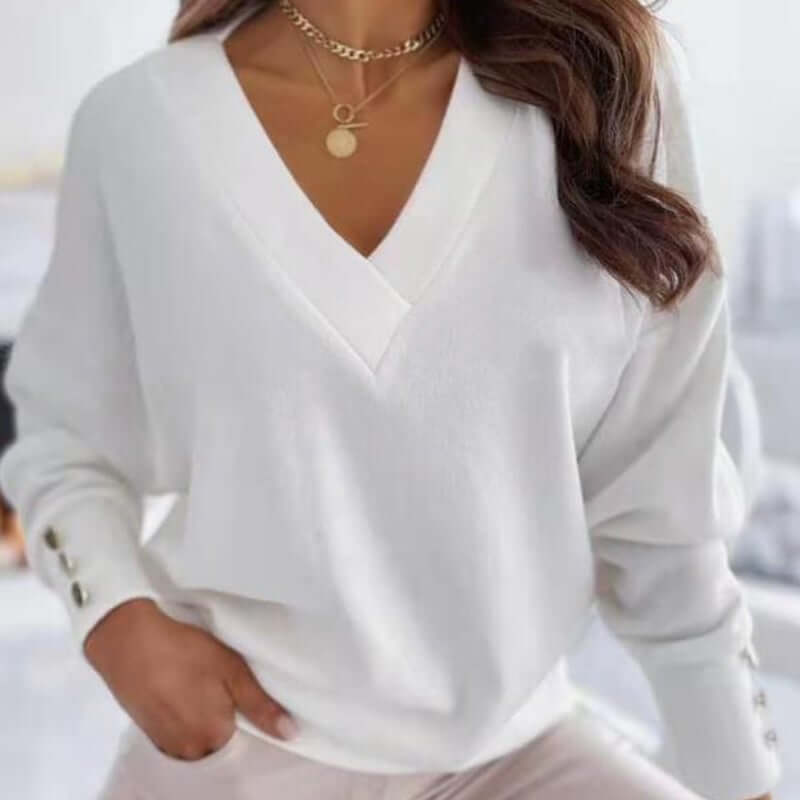 Women's Long-Sleeve V-Neck Fashionable Sweater