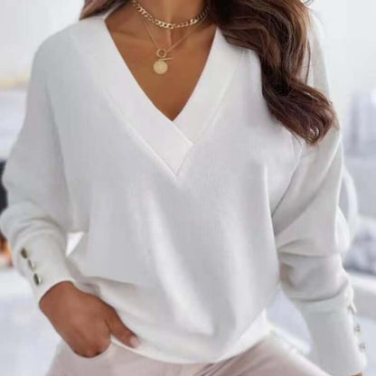 Women's Long-Sleeve V-Neck Fashionable Sweater